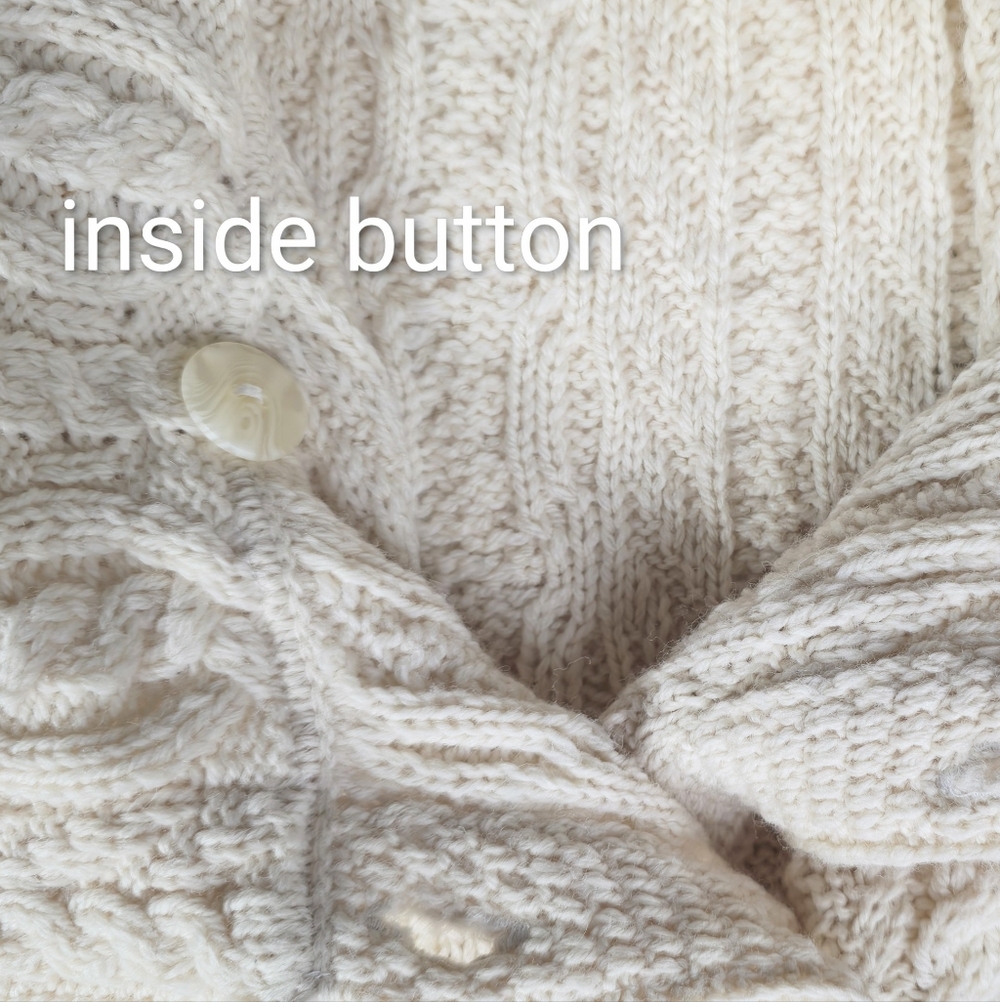 Inis Crafts Chunky Cream Wool  Longline Cardigan size - Picture 10 of 15